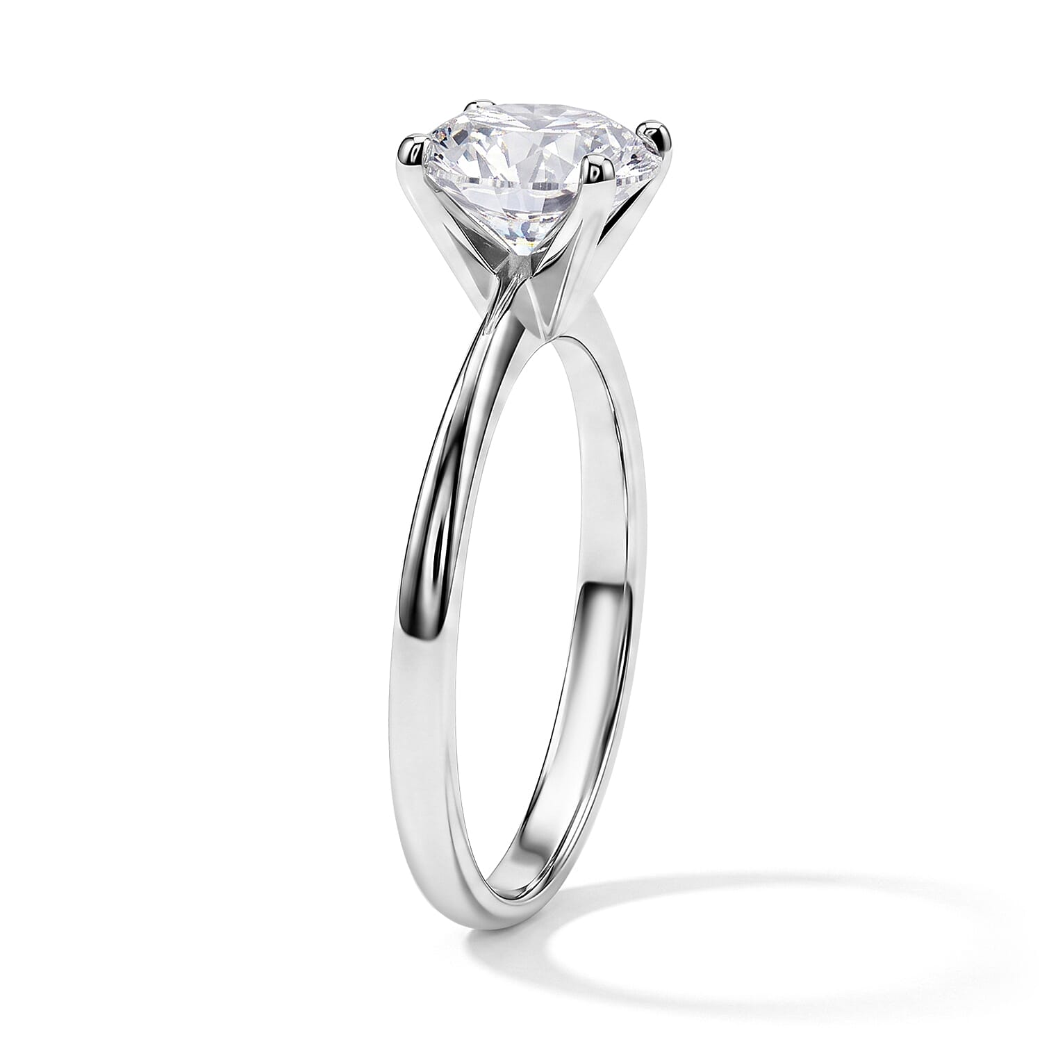 D'Joy Certified Moissanite D VS 2.00 ctw Solitaire Ring in Rhodium Over Sterling Silver (Size 6.0)