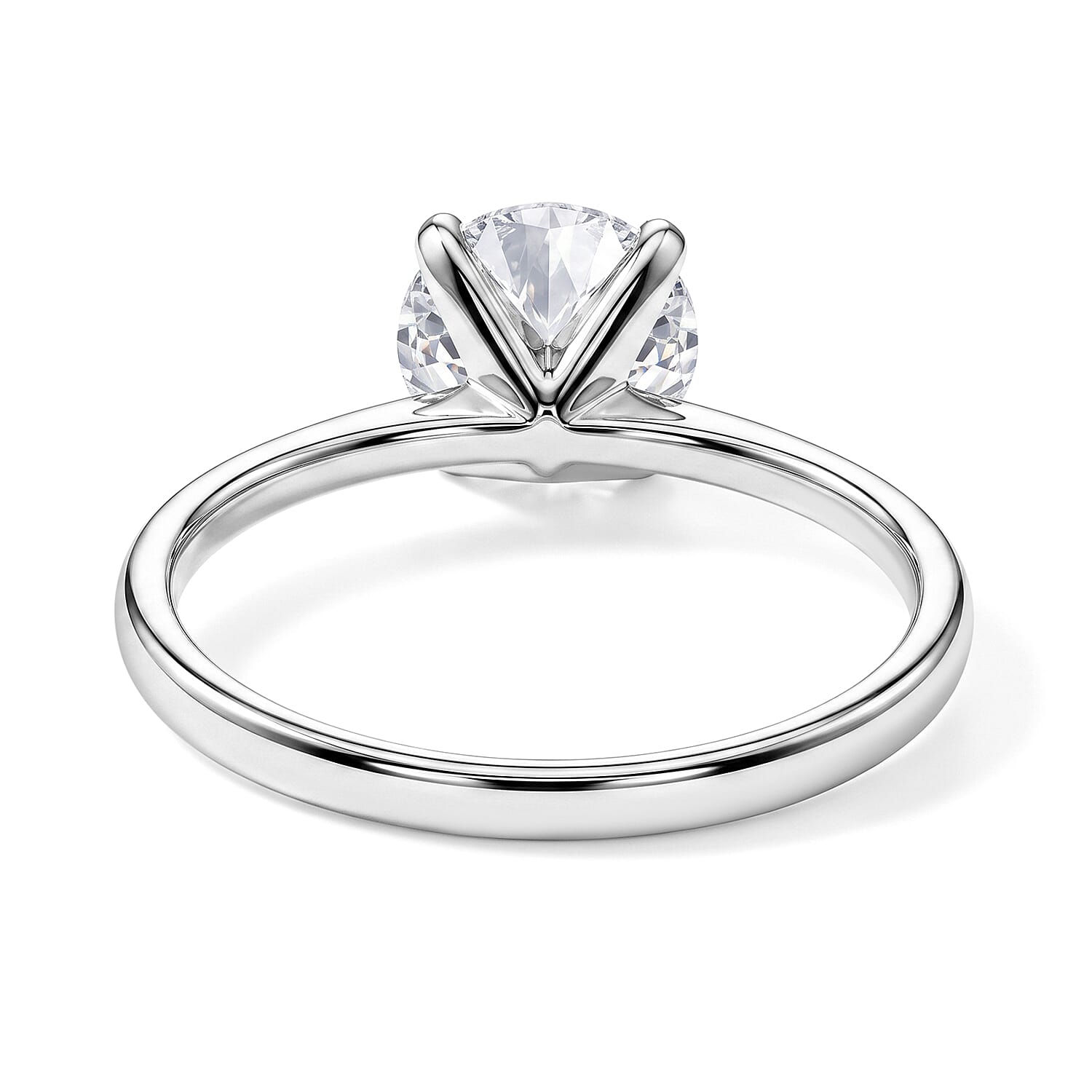 D'Joy Certified Moissanite D VS 2.00 ctw Solitaire Ring in Rhodium Over Sterling Silver (Size 6.0)