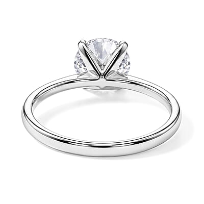 D'Joy Certified Moissanite D VS 2.00 ctw Solitaire Ring in Rhodium Over Sterling Silver (Size 6.0)