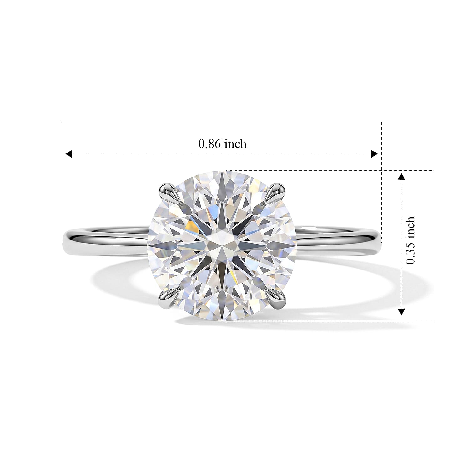 D'Joy Certified Moissanite D VS 2.00 ctw Solitaire Ring in Rhodium Over Sterling Silver (Size 6.0)