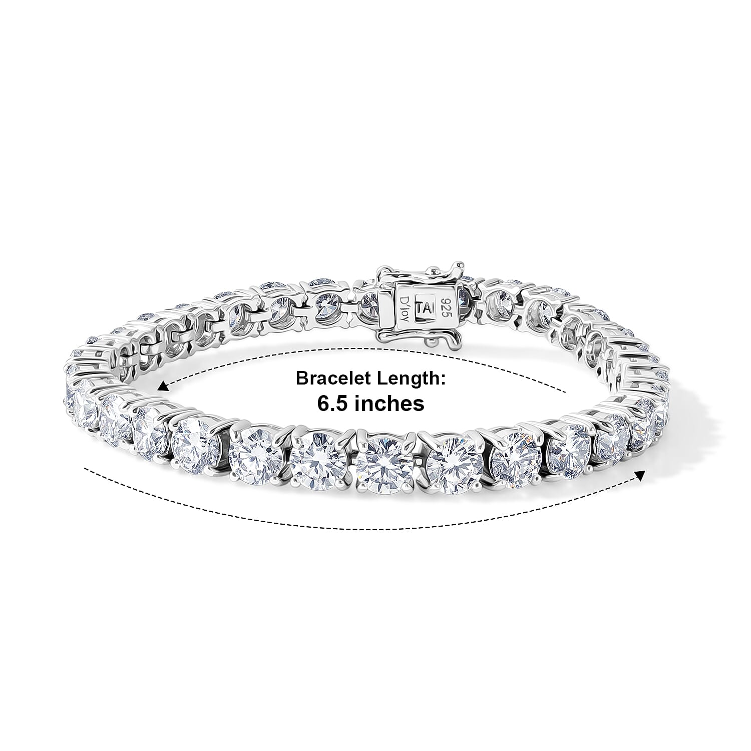 D'Joy Certified Moissanite D VS 15.65 ctw Tennis Bracelet in Rhodium Over Sterling Silver (7.25 In)