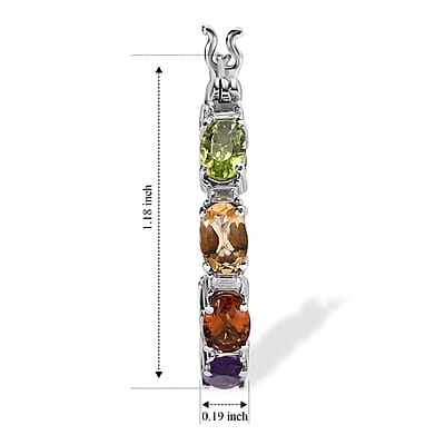 D'Joy Premium Multi Gemstone 7.60 ctw Out Hoop Earrings in Rhodium Over Sterling Silver