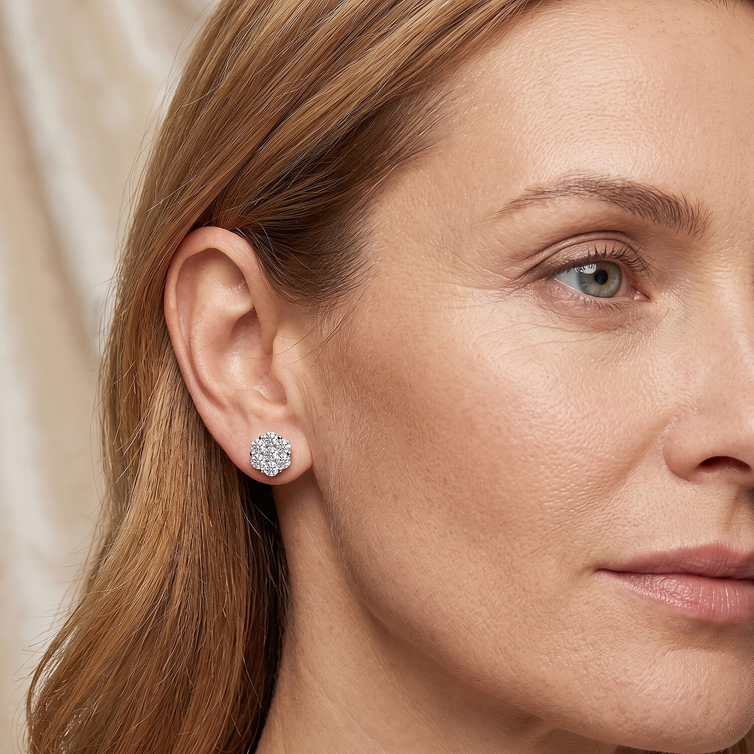 D'Joy Moissanite 1.40 ctw Floral Radiance Earrings in Rhodium Over Sterling Silver