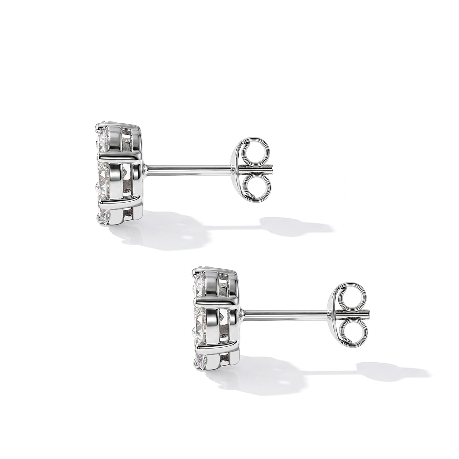 D'Joy Moissanite 1.40 ctw Floral Radiance Earrings in Rhodium Over Sterling Silver