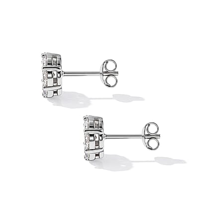 D'Joy Moissanite 1.40 ctw Floral Radiance Earrings in Rhodium Over Sterling Silver