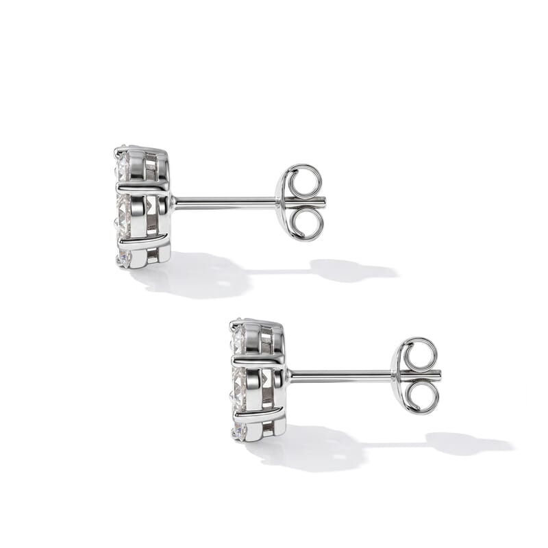 D'Joy Moissanite 1.40 ctw Floral Radiance Earrings in Rhodium Over Sterling Silver