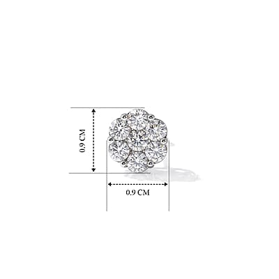 D'Joy Moissanite 1.40 ctw Floral Radiance Earrings in Rhodium Over Sterling Silver