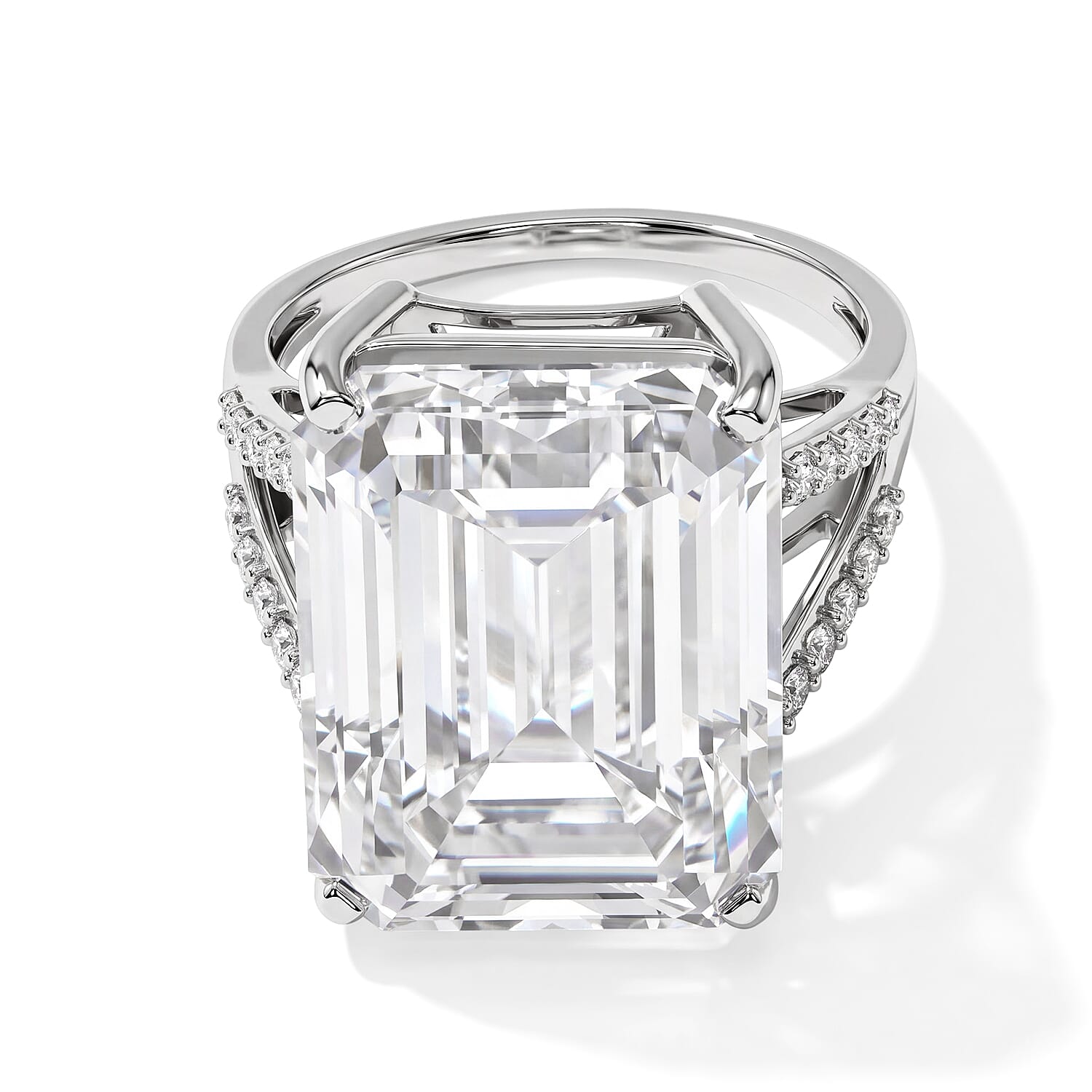 D'Joy GRA Certified Moissanite D VS 24.50 ctw Art Deco Ring in Rhodium Over Sterling Silver (Size 6.0)