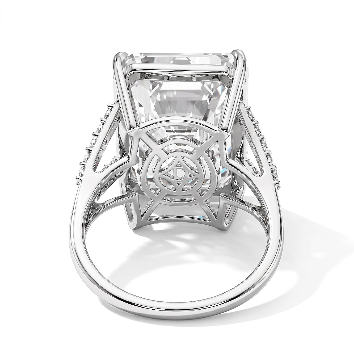 D'Joy GRA Certified Moissanite D VS 24.50 ctw Art Deco Ring in Rhodium Over Sterling Silver (Size 6.0)