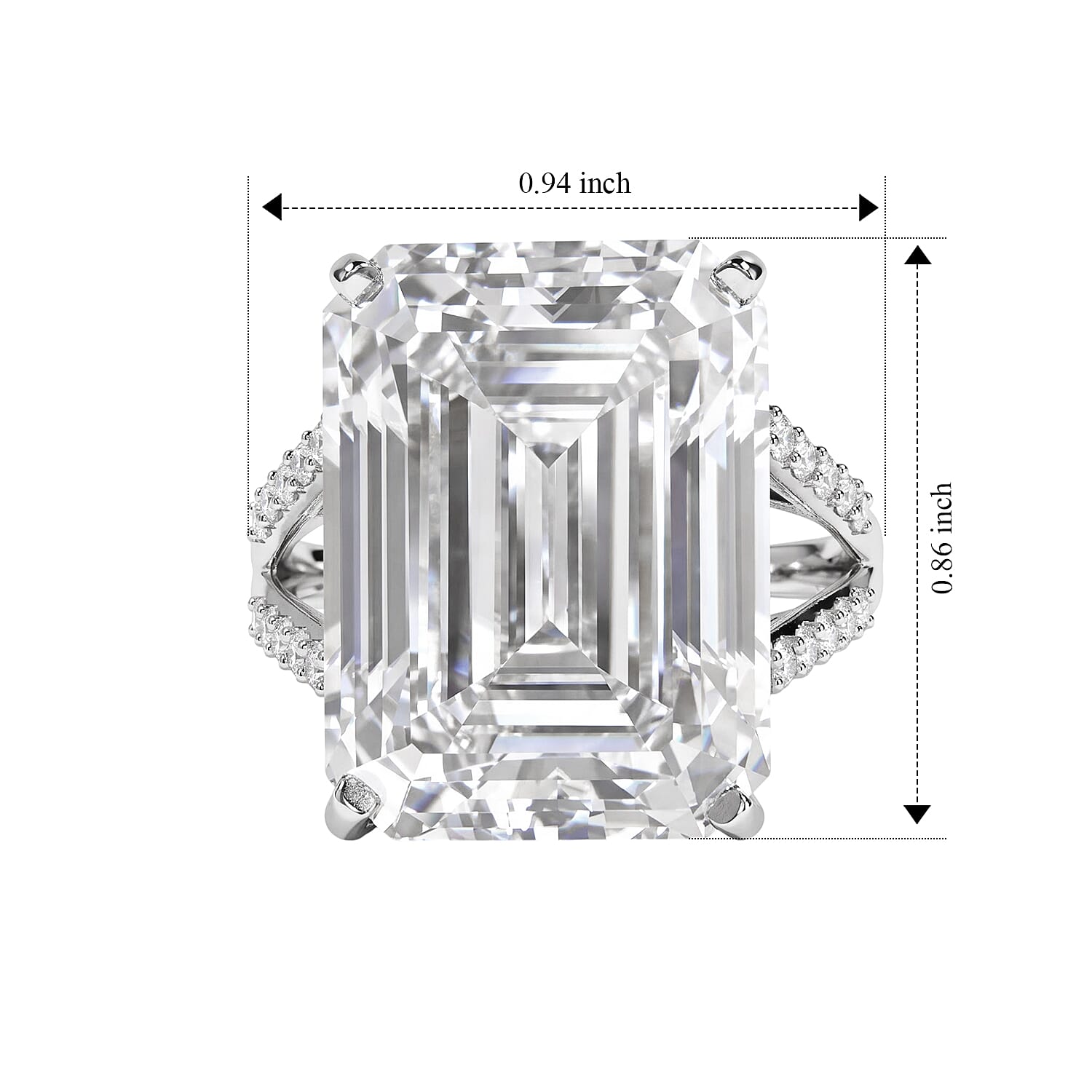 D'Joy GRA Certified Moissanite D VS 24.50 ctw Art Deco Ring in Rhodium Over Sterling Silver (Size 6.0)
