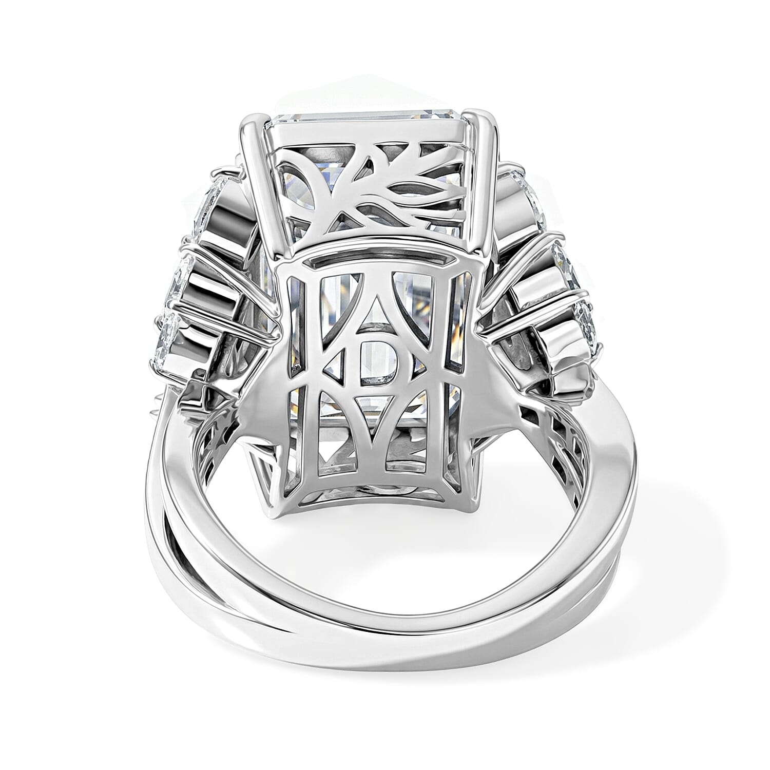 D'Joy Moissanite 22.00 ctw Timeless Glacier Crown Ring in Rhodium Over Sterling Silver (Size 6.0)