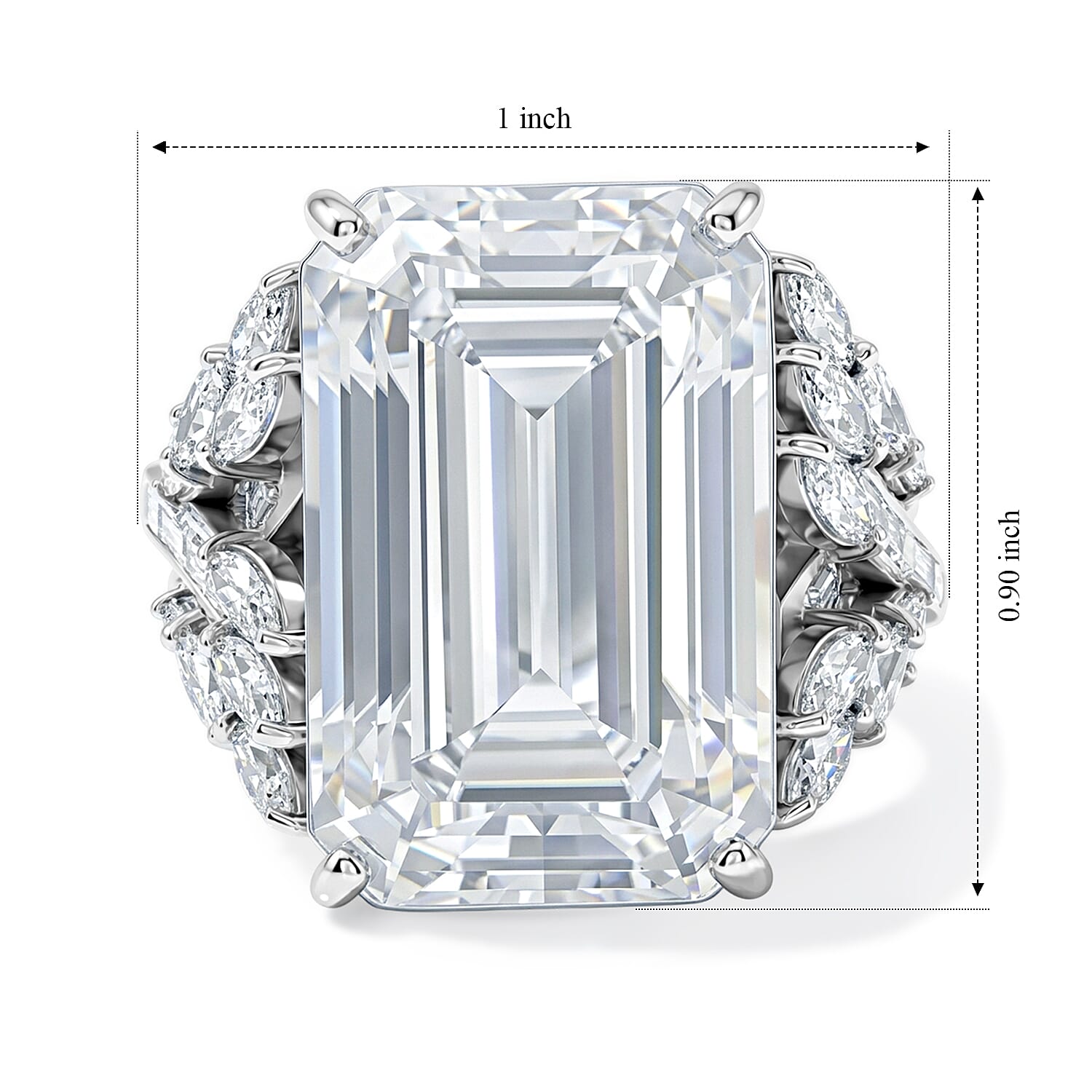 D'Joy Moissanite 22.00 ctw Timeless Glacier Crown Ring in Rhodium Over Sterling Silver (Size 6.0)
