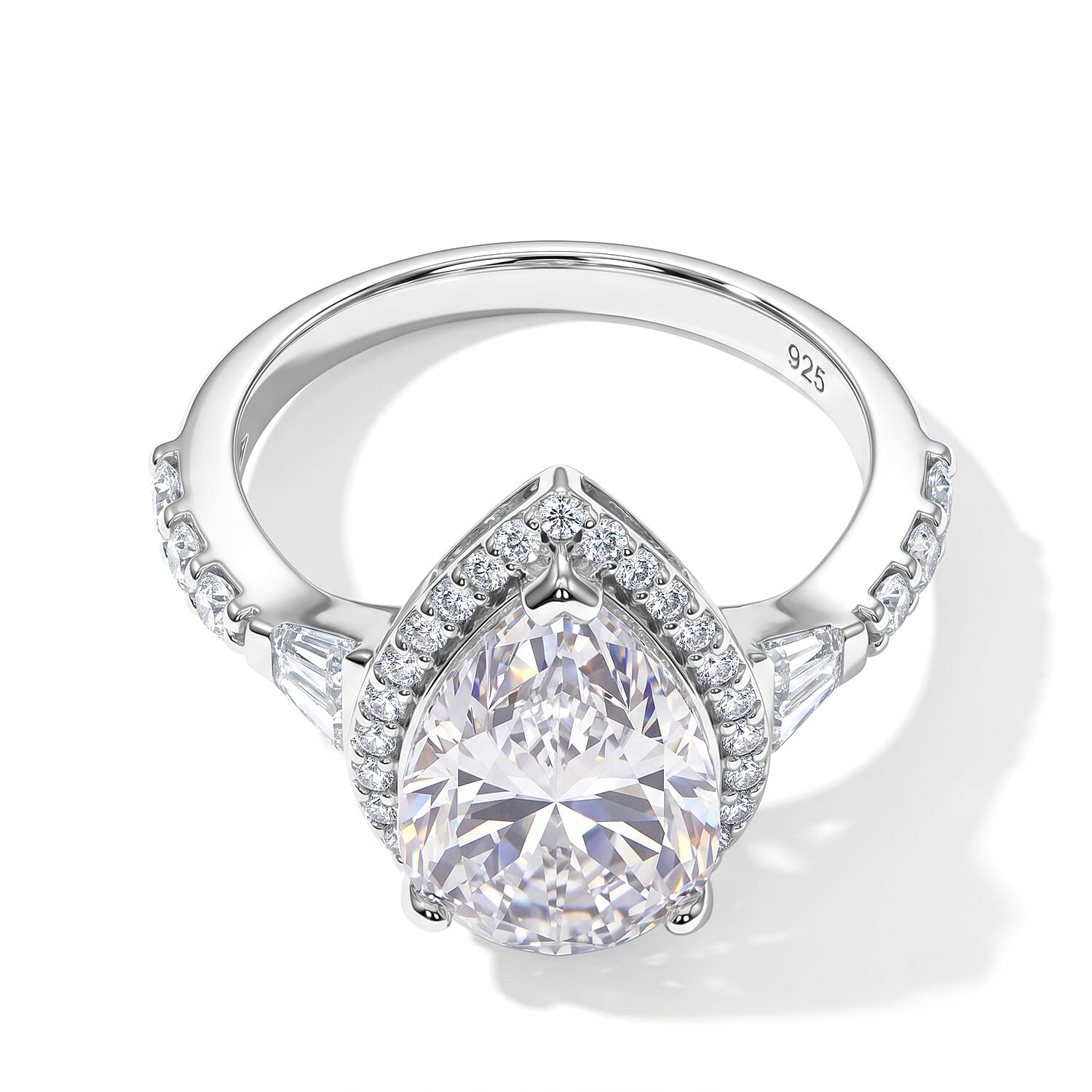 D'Joy Moissanite 4.90 ctw Halo Ring in Rhodium Over Sterling Silver (Size 7.0)