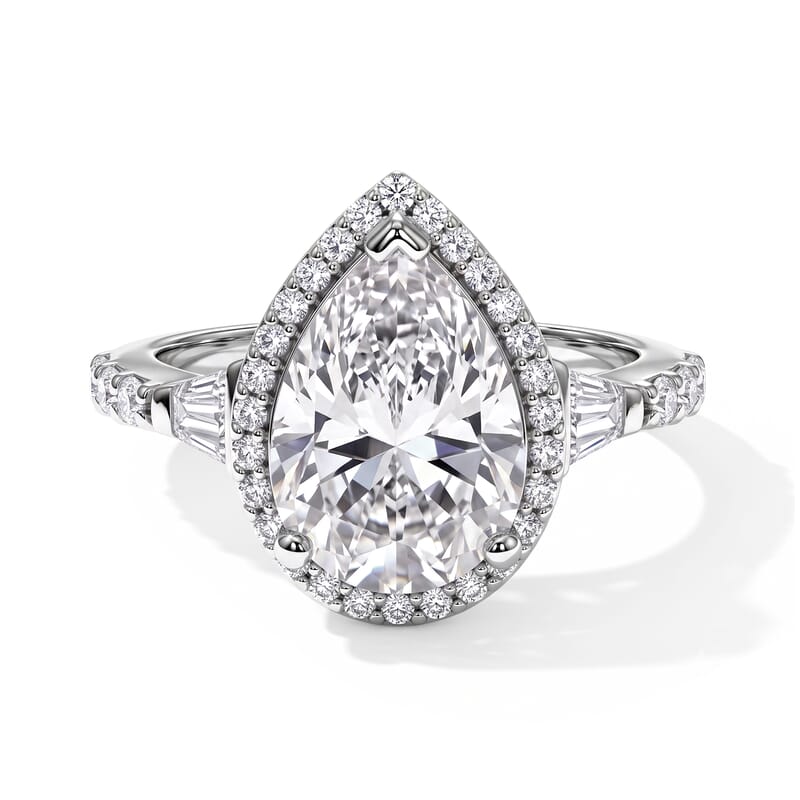 D'Joy Moissanite 4.90 ctw Halo Ring in Rhodium Over Sterling Silver (Size 7.0)