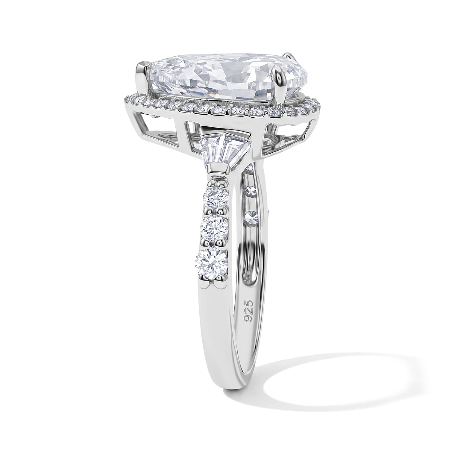 D'Joy Moissanite 4.90 ctw Halo Ring in Rhodium Over Sterling Silver (Size 7.0)