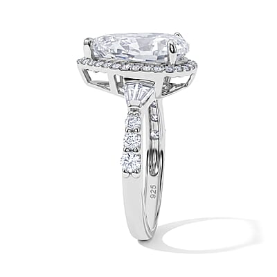 D'Joy Moissanite 4.90 ctw Halo Ring in Rhodium Over Sterling Silver (Size 7.0)