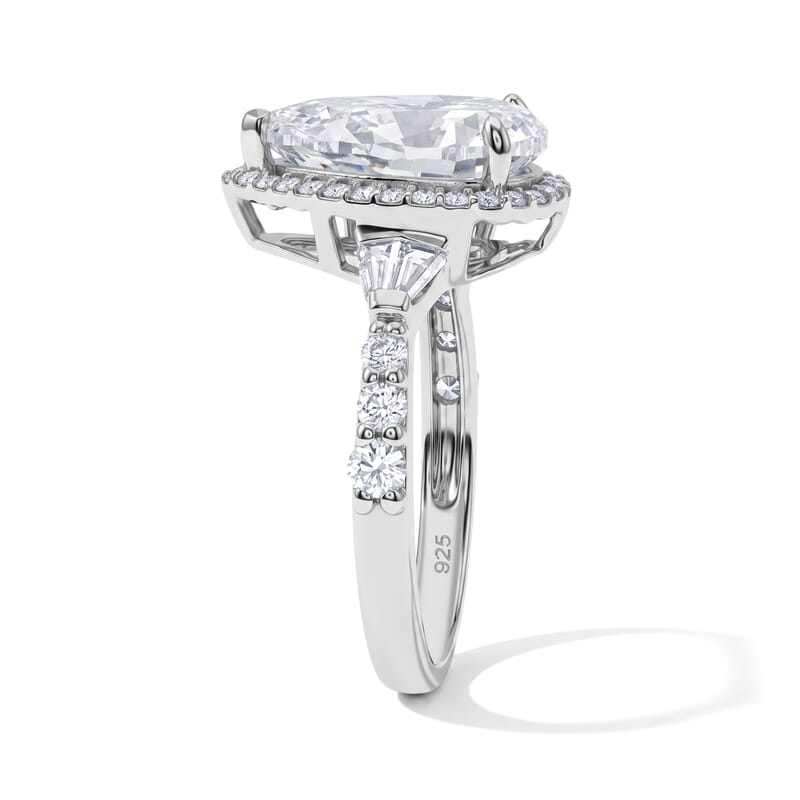 D'Joy Moissanite 4.90 ctw Halo Ring in Rhodium Over Sterling Silver (Size 7.0)