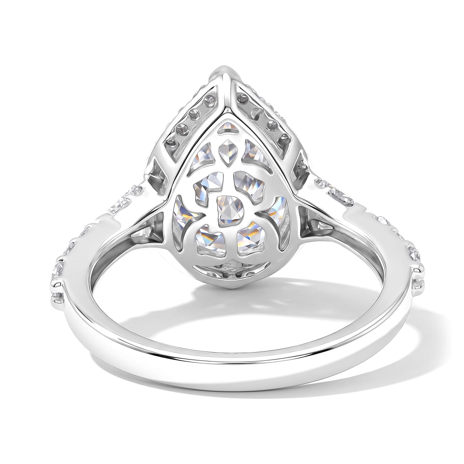 D'Joy Moissanite 4.90 ctw Halo Ring in Rhodium Over Sterling Silver (Size 7.0)