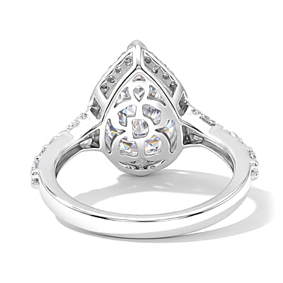 D'Joy Moissanite 4.90 ctw Halo Ring in Rhodium Over Sterling Silver (Size 7.0)
