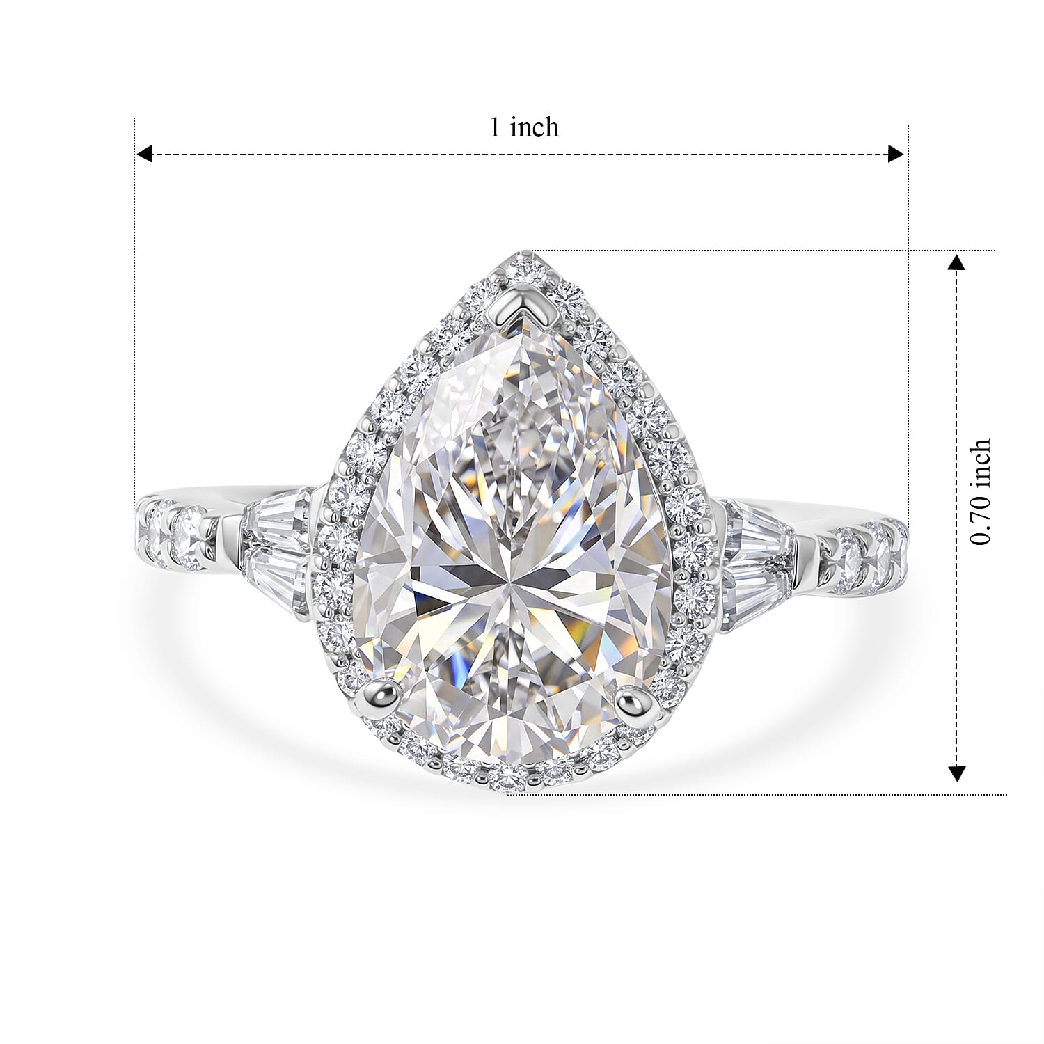 D'Joy Moissanite 4.90 ctw Halo Ring in Rhodium Over Sterling Silver (Size 7.0)