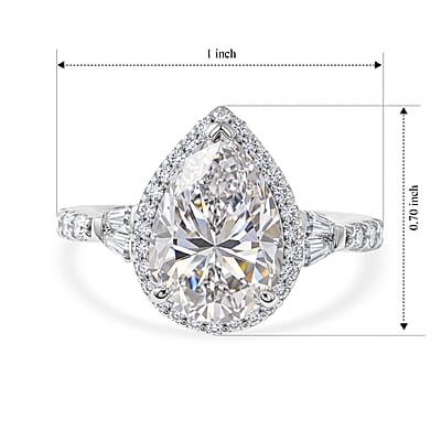 D'Joy Moissanite 4.90 ctw Halo Ring in Rhodium Over Sterling Silver (Size 7.0)