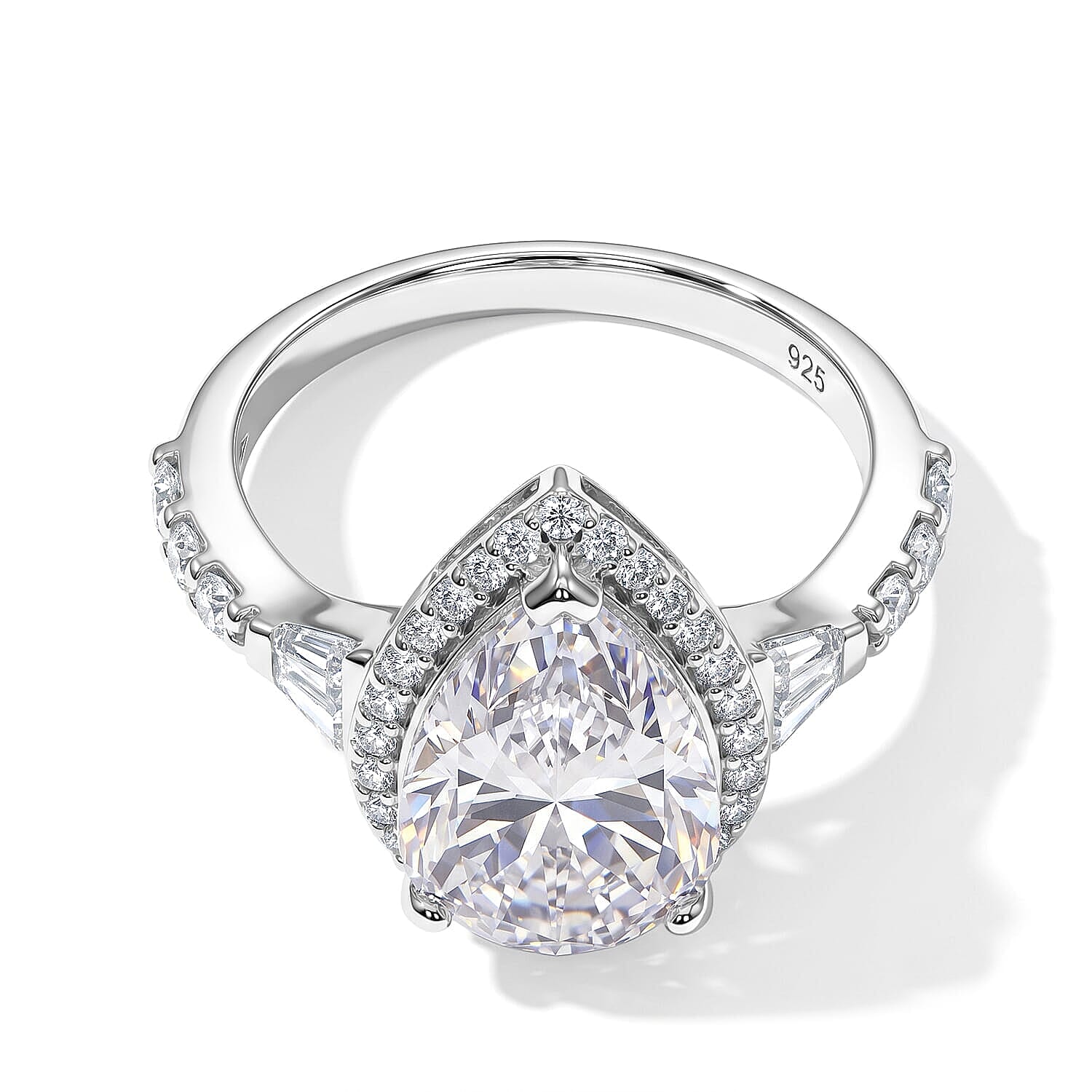 D'Joy Moissanite 4.90 ctw Halo Ring in Rhodium Over Sterling Silver (Size 8.0)