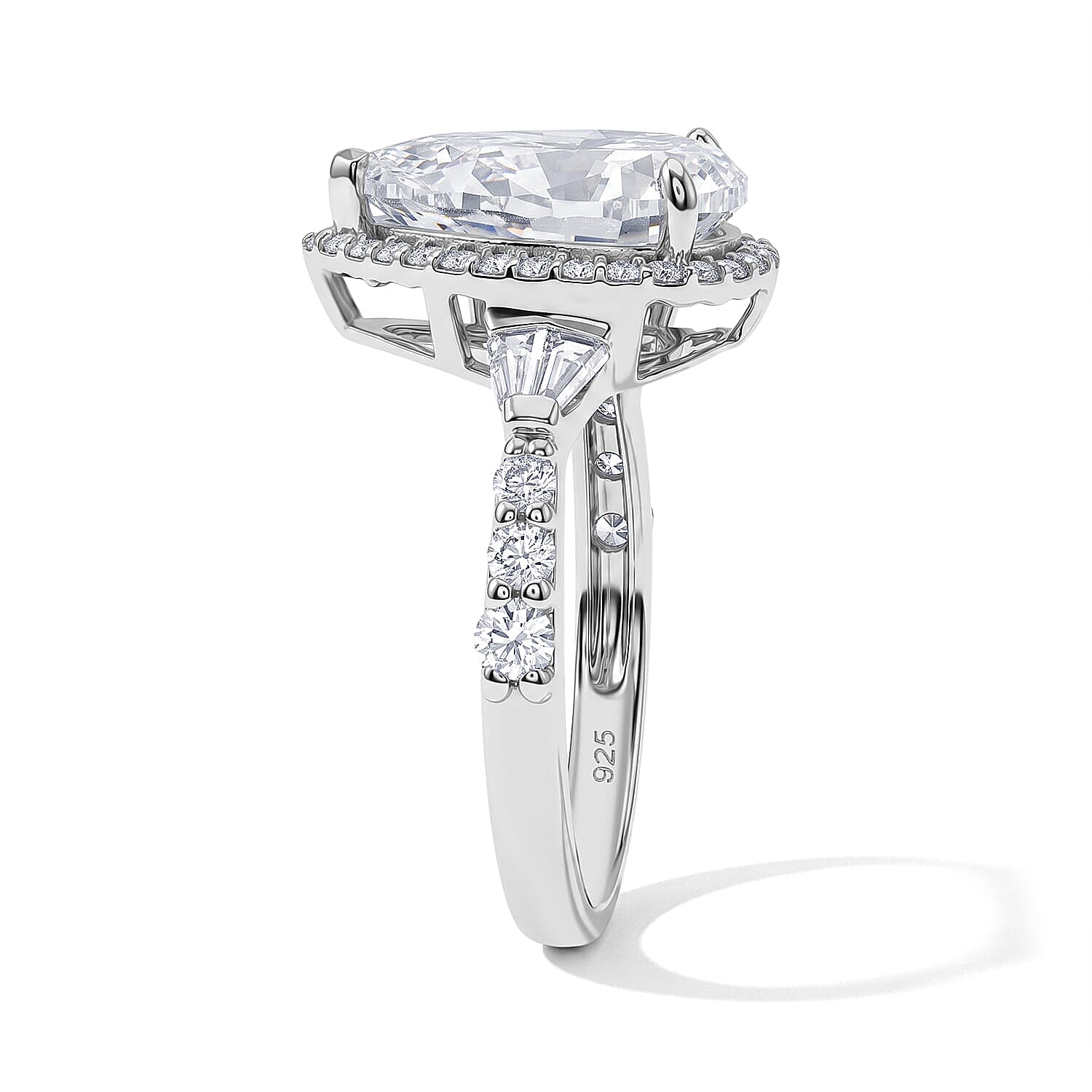 D'Joy Moissanite 4.90 ctw Halo Ring in Rhodium Over Sterling Silver (Size 8.0)