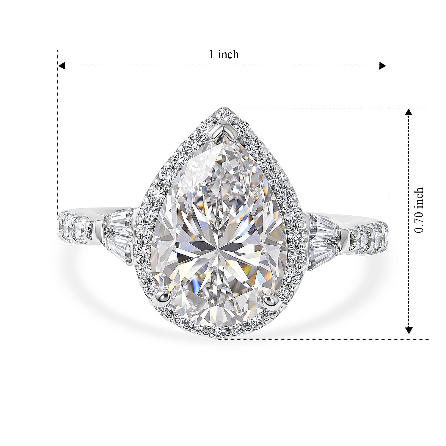 D'Joy Moissanite 4.90 ctw Halo Ring in Rhodium Over Sterling Silver (Size 8.0)