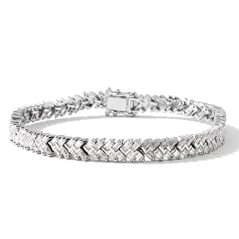 D'Joy Moissanite 7.00 ctw Bracelet in Rhodium Over Sterling Silver 1.15 ctw (7.25 In)