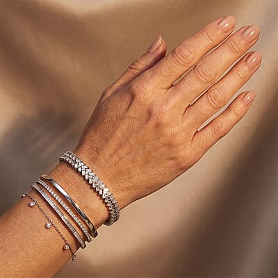 D'Joy Moissanite 7.00 ctw Bracelet in Rhodium Over Sterling Silver 1.15 ctw (7.25 In)