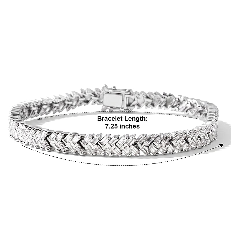 D'Joy Moissanite 7.00 ctw Bracelet in Rhodium Over Sterling Silver 1.15 ctw (7.25 In)