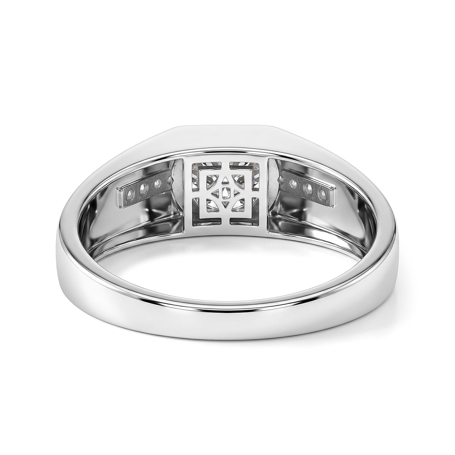 D'Joy Moissanite 2.15 ctw Men's Ring in Rhodium Over Sterling Silver (Size 9.0)