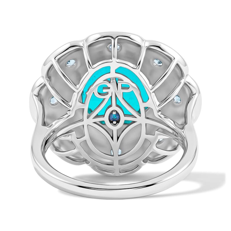 Capri Blue Quartz, Swiss Blue Topaz Ring in Platinum Over Sterling Silver (Size 10.5) 7.63 ctw