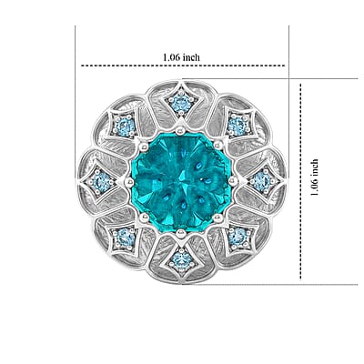 Capri Blue Quartz, Swiss Blue Topaz Ring in Platinum Over Sterling Silver (Size 10.5) 7.63 ctw