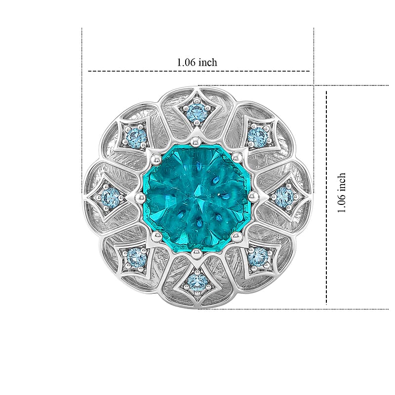 Capri Blue Quartz, Swiss Blue Topaz Ring in Platinum Over Sterling Silver (Size 10.5) 7.63 ctw
