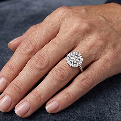 Lab Grown Diamond G-H SI 0.50 ctw Ring in Rhodium Over Sterling Silver (Size 7.5)