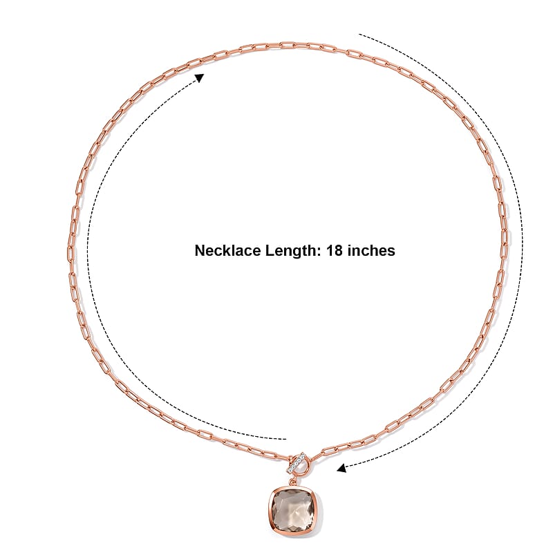 D'Joy Premium Brazilian Citrine and White Zircon 7.00 ctw Necklace in 18K Vermeil Rose Gold Over Sterling Silver 18 Inches