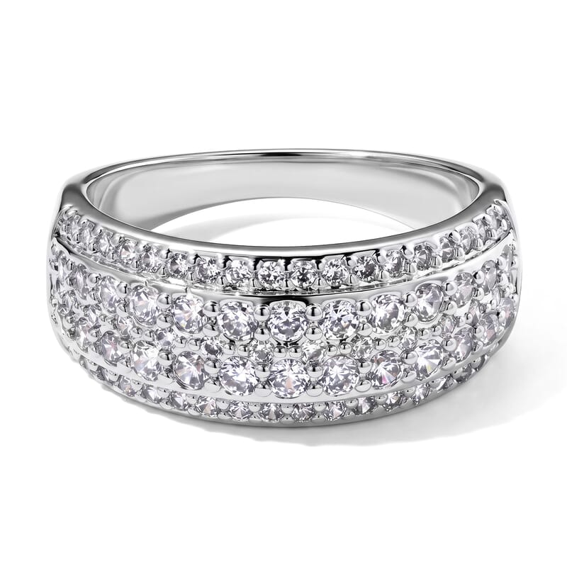 EverTrue Simulated Diamond Dome Band Ring in Platinum Bond (Size 5.0)