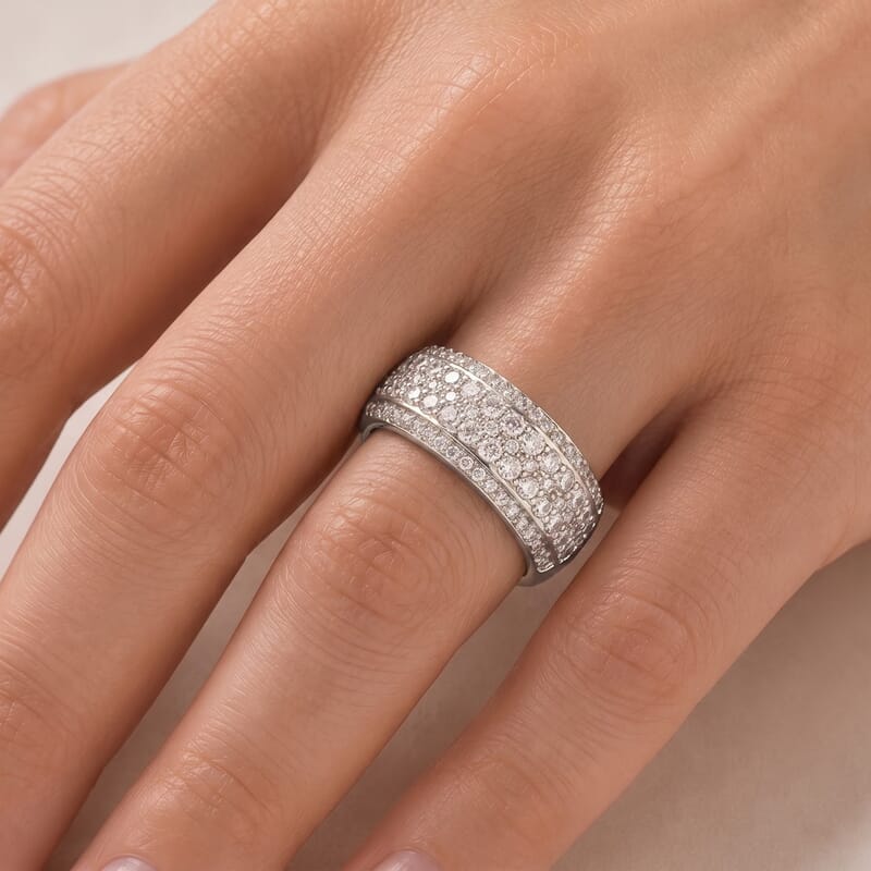 EverTrue Simulated Diamond Dome Band Ring in Platinum Bond (Size 5.0)