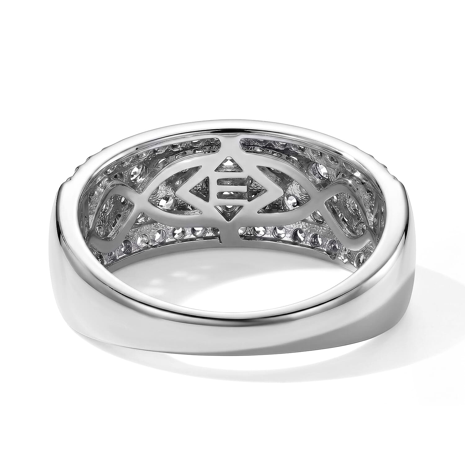 EverTrue Simulated Diamond Dome Band Ring in Platinum Bond (Size 5.0)