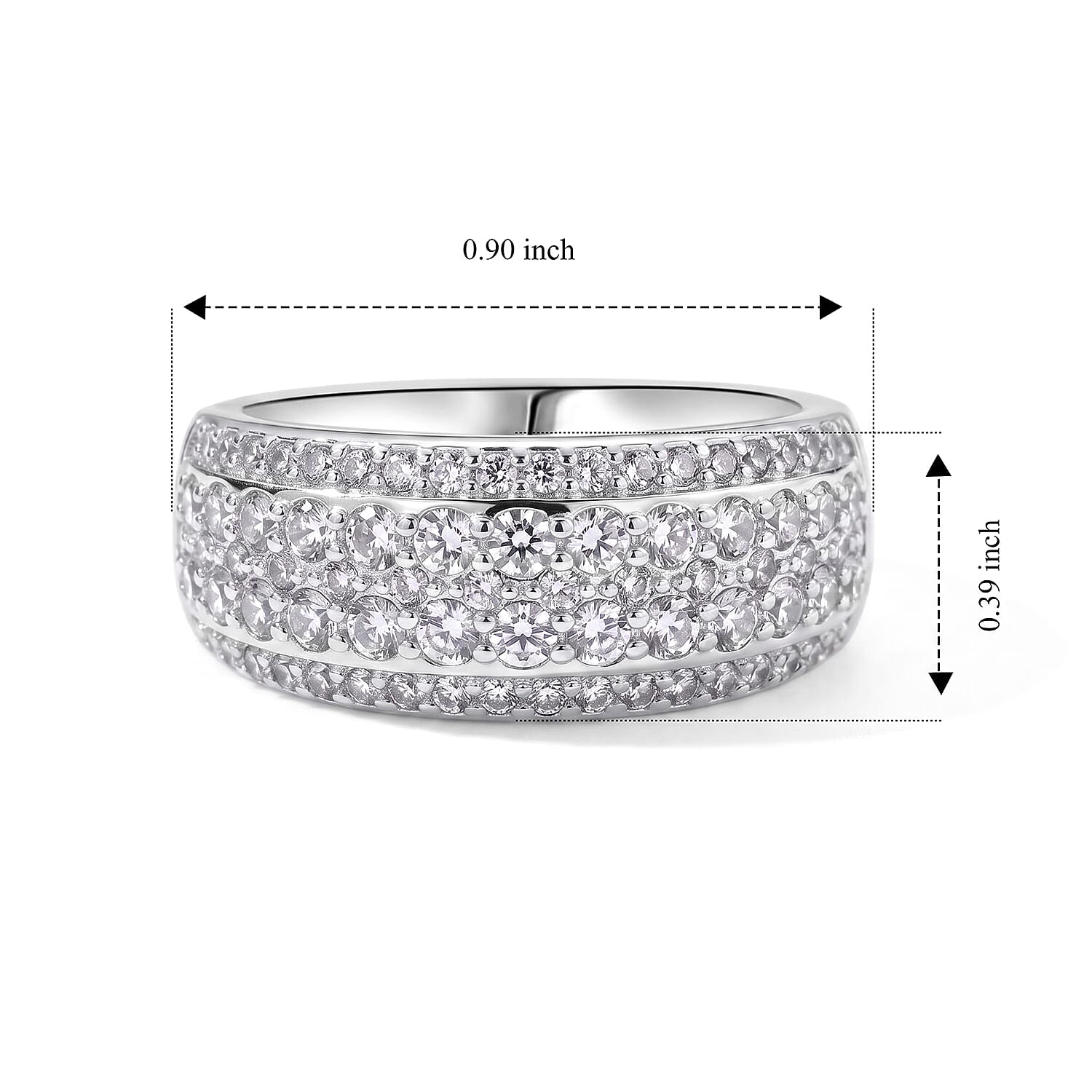 EverTrue Simulated Diamond Dome Band Ring in Platinum Bond (Size 5.0)