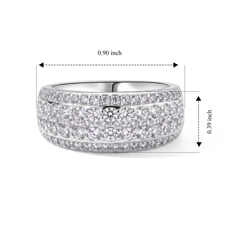 EverTrue Simulated Diamond Dome Band Ring in Platinum Bond (Size 5.0)
