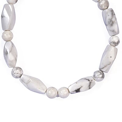 White Howlite 80.00 ctw Beaded Stretch Bracelet