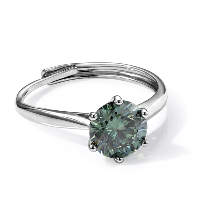 Green Moissanite 2.00 ctw Ring in Silvertone (Adjustable)