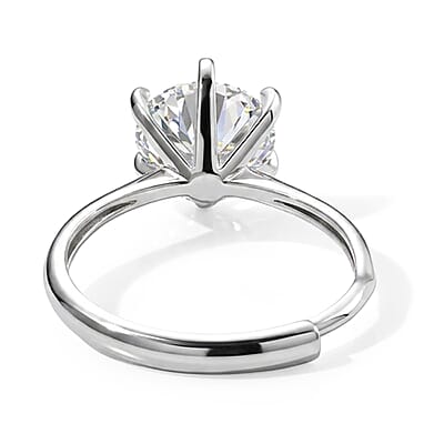 Moissanite and Simulated Diamond 0.60 ctw Ring in Silvertone (Adjustable)