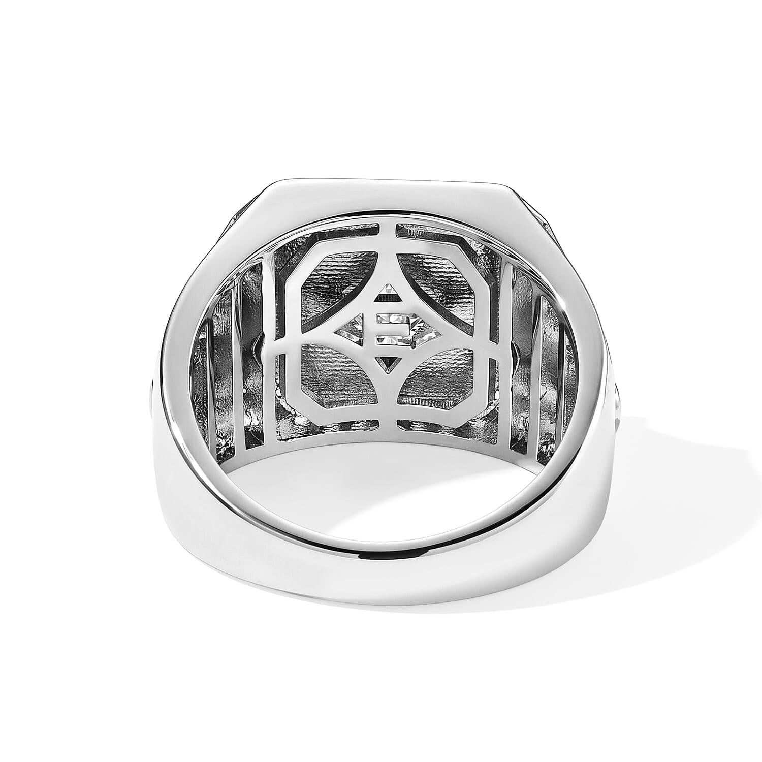 EverTrue Simulated Diamond Signet Ring in Silvertone (Size 5.0)