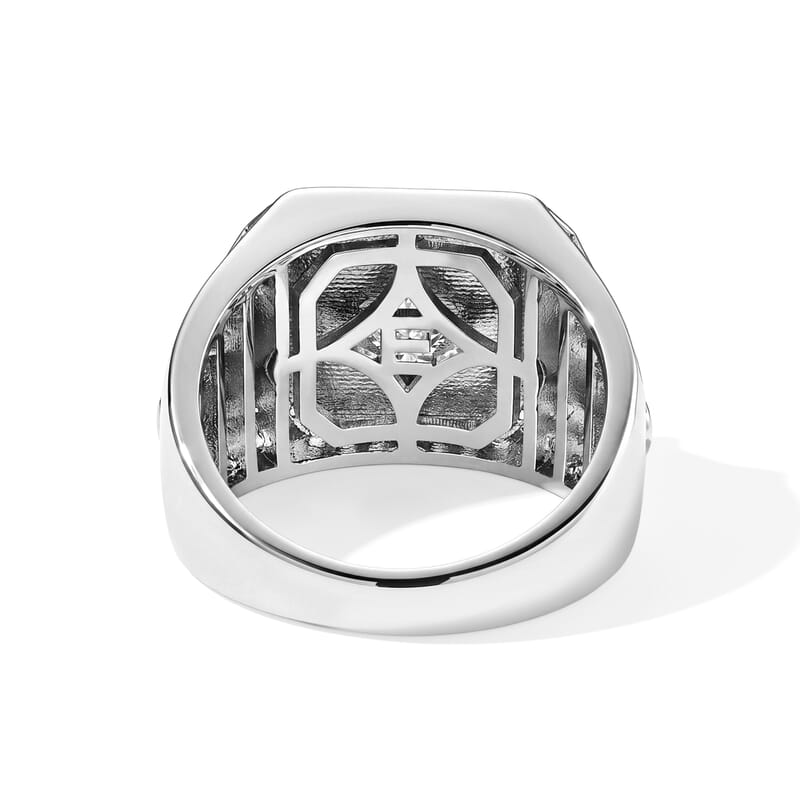 EverTrue Simulated Diamond Signet Ring in Silvertone (Size 5.0)