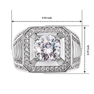 EverTrue Simulated Diamond Signet Ring in Silvertone (Size 5.0)