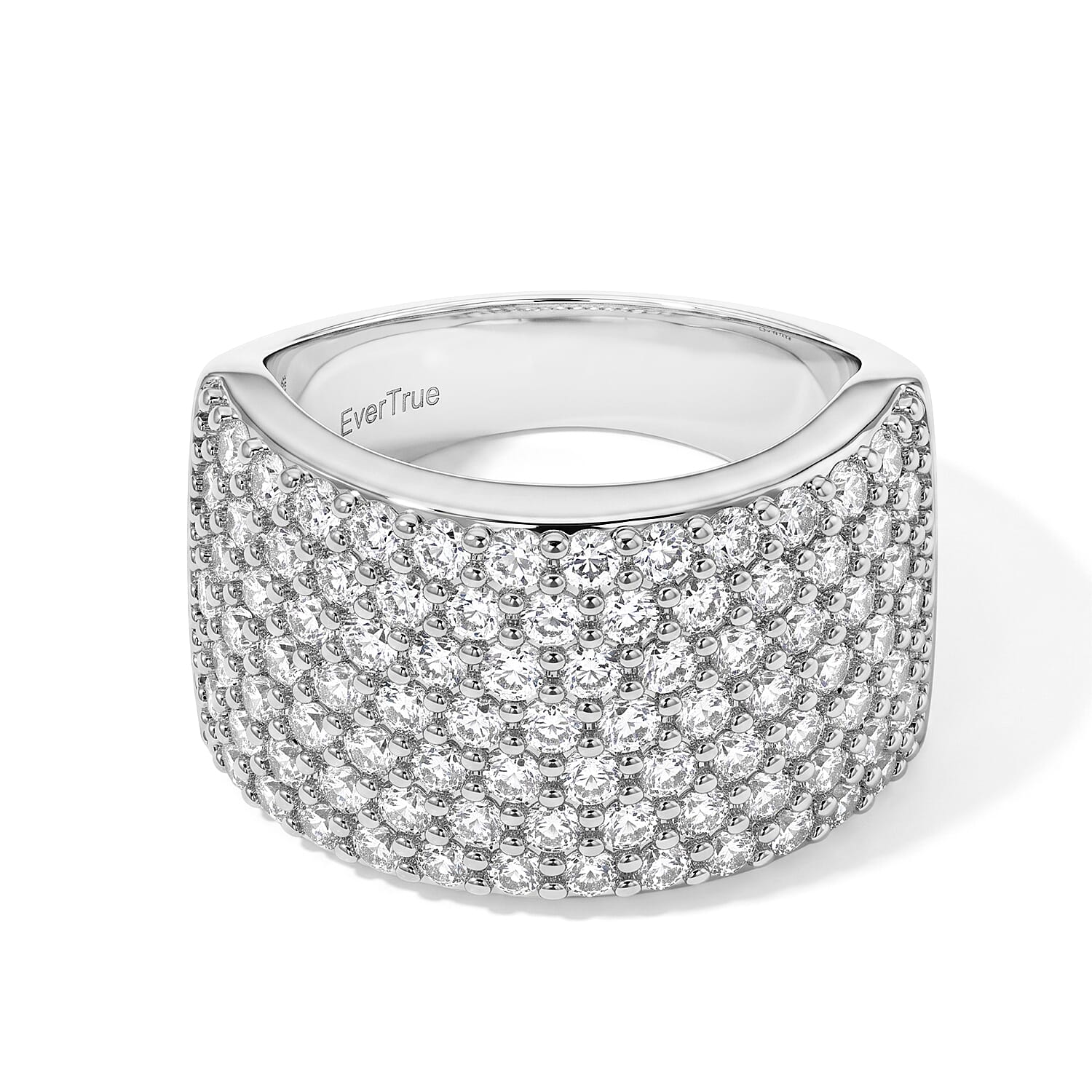 EverTrue Simulated Diamond Dome Ring in Silvertone (Size 5.0)