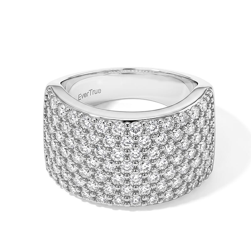 EverTrue Simulated Diamond Dome Ring in Silvertone (Size 5.0)
